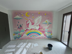 Photo de galerie - Pose de tapisserie dans une chambre de enfant 