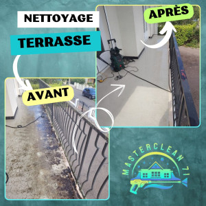 Photo de galerie - Avant-après d'un nettoyage de terrasse 