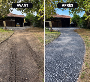 Photo de galerie - Terrassement et empierrement  d’une allée et d’une cour
