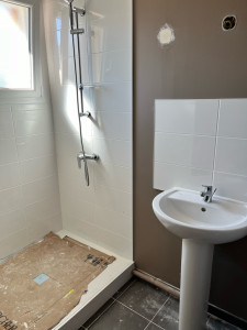 Photo de galerie - Changement de bac à douche et nouvelle installation du lavabo et sa colonne 