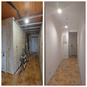 Photo de galerie - Rénovation complète 
- doublage coller 
- faux plafond auto-porté
- bandes , et enduit 
- peinture 