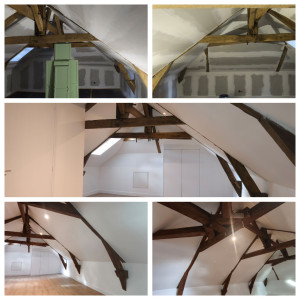 Photo de galerie - Mise en peinture d'une chambre en placo brut.