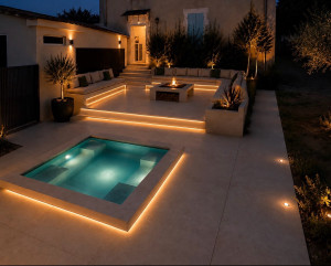 Photo de galerie - Création patio petit piscine 