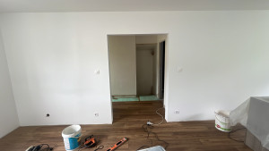 Photo de galerie - Pose de parquet salon salle à manger couloir 