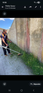 Photo de galerie - Débroussaillage bordure en cours 