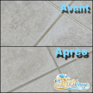 Photo de galerie - Nettoyage d'un sol encrassé à cause de la texture du carrelage 
