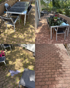 Photo de galerie - Nettoyage de terrasse réalisé. Élimination des mousses, saletés et dépôts pour redonner un aspect propre à votre extérieur. Intervention soignée à domicile sur Savenay et ses alentours.