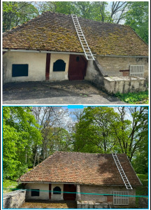Photo de galerie - Nettoyage de toiture enlèvement des mousses manuellement + application d’un anti mousse 