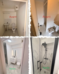 Photo de galerie - Rénovation complète d’une salle de bain, carrelage, peinture et les éléments sanitaires 