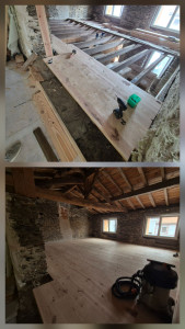 Photo de galerie - Pose de parquet massif sur poutre