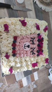 Photo de galerie - Gâteau à la crème Montée framboise vanille. anniversaire 