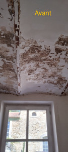 Photo de galerie - Rénovation cuisine mur et plafond (photo début des travaux)