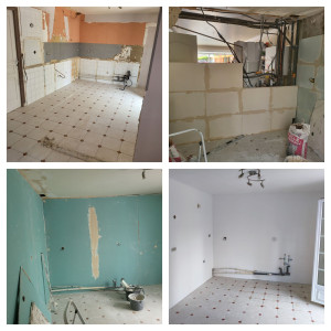 Photo de galerie - On a tout cassé et tout refait mur carreaux plâtre. ba13. ponçage et peinture client satisfait 