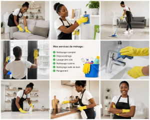Photo de galerie - Service de ménage à domicile
Bonjour, je propose mes services de ménage avec sérieux, ponctualité et soin.
Je peux intervenir pour : • Nettoyage complet du logement
• Dépoussiérage
• Aspiration et lavage des sols
• Nettoyage de la cuisine
• Nettoyage de l