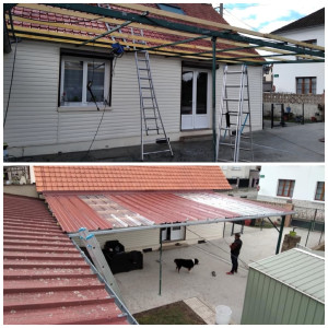 Photo de galerie - Pose de tôles bac acier + nettoyage de la toiture 