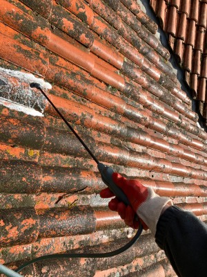 Photo de galerie - Traitement anti-mousse hydrofuge d’une toiture 