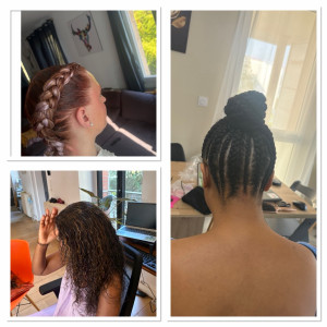Photo de galerie - Pose tissage, natte colle chignon, deux tresses collées ?je suis disponible pour vous ?