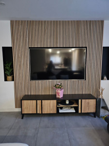 Photo de galerie - Mur avec niche encastré et pose de claustra 
