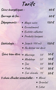 Photo de galerie - Voici mes tarifs. N'hésitez pas à me demander + d'informations. 