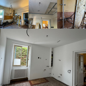 Photo de galerie - Rénovation de la pièce : placo , bandes, penture 