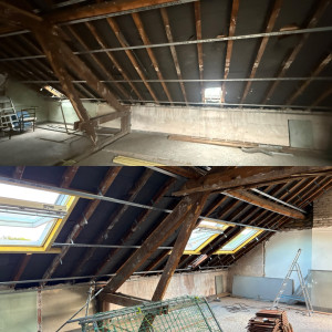 Photo de galerie - Pose de 6 velux 114x118 avec création de chevêtre 