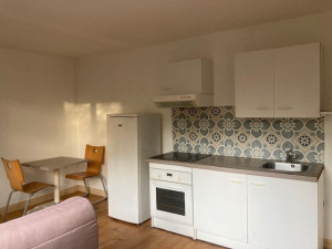 Photo de galerie - Rénovation complète d'un studio sur Beuvry: isolation , plâtrerie, enduit, peinture, revêtement de sol, menuiseries, cuisine et sanitaires. (Électricité confiée à un artisan)
