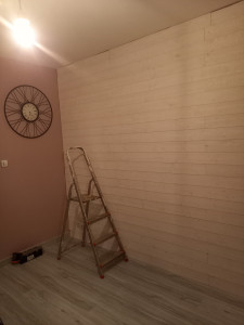 Photo de galerie - Pose lambris avec peinture et parquet