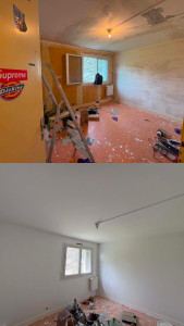Photo de galerie - Décapage  + anti humidité + impression glycero + 3 couches d’enduit + finition peinture   