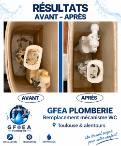 Photo de galerie - Remplacement mécanisme wc