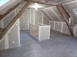 Photo de galerie - Isolation et plaquage des sous pante et aménagement du grenier