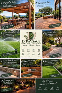 Photo de galerie -  D’PAYSAGE – Création & aménagement extérieur  Terrasses, pergolas, gazon, clôtures, allées, plantations et maçonnerie paysagère.   Contactez-moi pour votre projet !