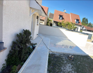Photo de galerie - Projet d’une terrasse en pierre naturel et carrelage format 90x90