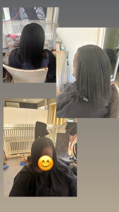 Photo de galerie - ✨ Transformation du jour ✨  Défrisage + soin profond + couleur ??‍♀️? Un joli résultat, des cheveux soignés et une couleur sublimée ?  Parce que prendre soin de ses cheveux, c’est aussi leur offrir le meilleur ?  Prenez votre rendez-vous dès maintenant !