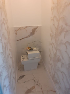 Photo de galerie - Toilettes en cours de réfection, carrelage, peinture, papier-peint...