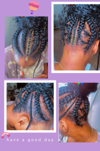 Photo de galerie - Chignon tresses avec boho knotless braids au bout