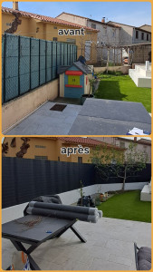 Photo de galerie - Rénovation extérieure : peinture et installation d'un brise-vue.