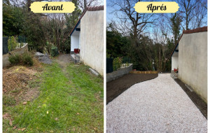 Photo de galerie - Aménagement extérieur d’une allée d’entrée de maison individuelle 