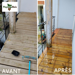 Photo de galerie - Rénovation d'un balcon en utilisant les lames existantes.