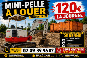 Photo de galerie - Location mini pelle et benne 