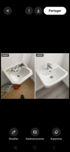 Photo de galerie - Changement robinetterie lavabo sol et peinture