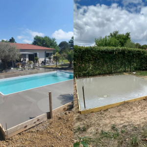Photo de galerie - Dalle bèton de piscine maçon 