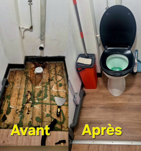 Photo de galerie - Mise en place d'un parquet dans les toilettes 