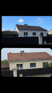 Photo de galerie - Démoussage manuellement de la toiture et application produit professionnel. 
la pluie a fait le reste..