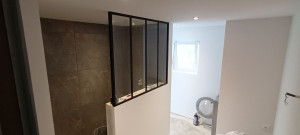 Photo de galerie - Création salle de bain douche à l'italienne et verrière 
