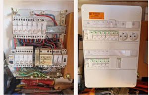 Photo de galerie - Avant après, remplacement tableau électrique

