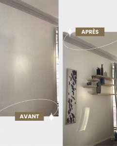 Photo de galerie - Installation de 5 étagères et d’un cadre