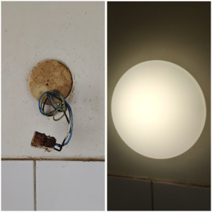 Photo de galerie - Remplacement d'une douille par une applique murale LED