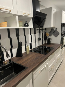 Photo de galerie - Rénovation cuisine complète sol mur électricité plomberie et installation meuble cuisine 