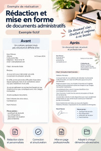 Photo de galerie - Rédaction, correction et mise en forme de documents administratifs. Je vous aide à structurer vos informations et à présenter vos courriers de façon claire, soignée et adaptée à votre démarche.