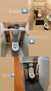 Photo de galerie - Pose   kit gebereti + abiage en bA13 posé cuvette wc, et pose carrelage 